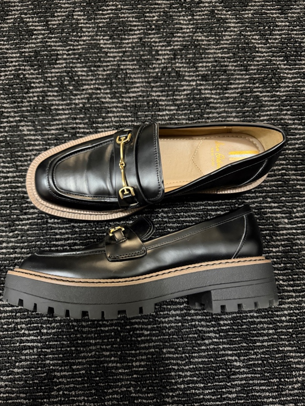 SAM EDELMAN Lug Sole Loafers with Gold Bit Accent